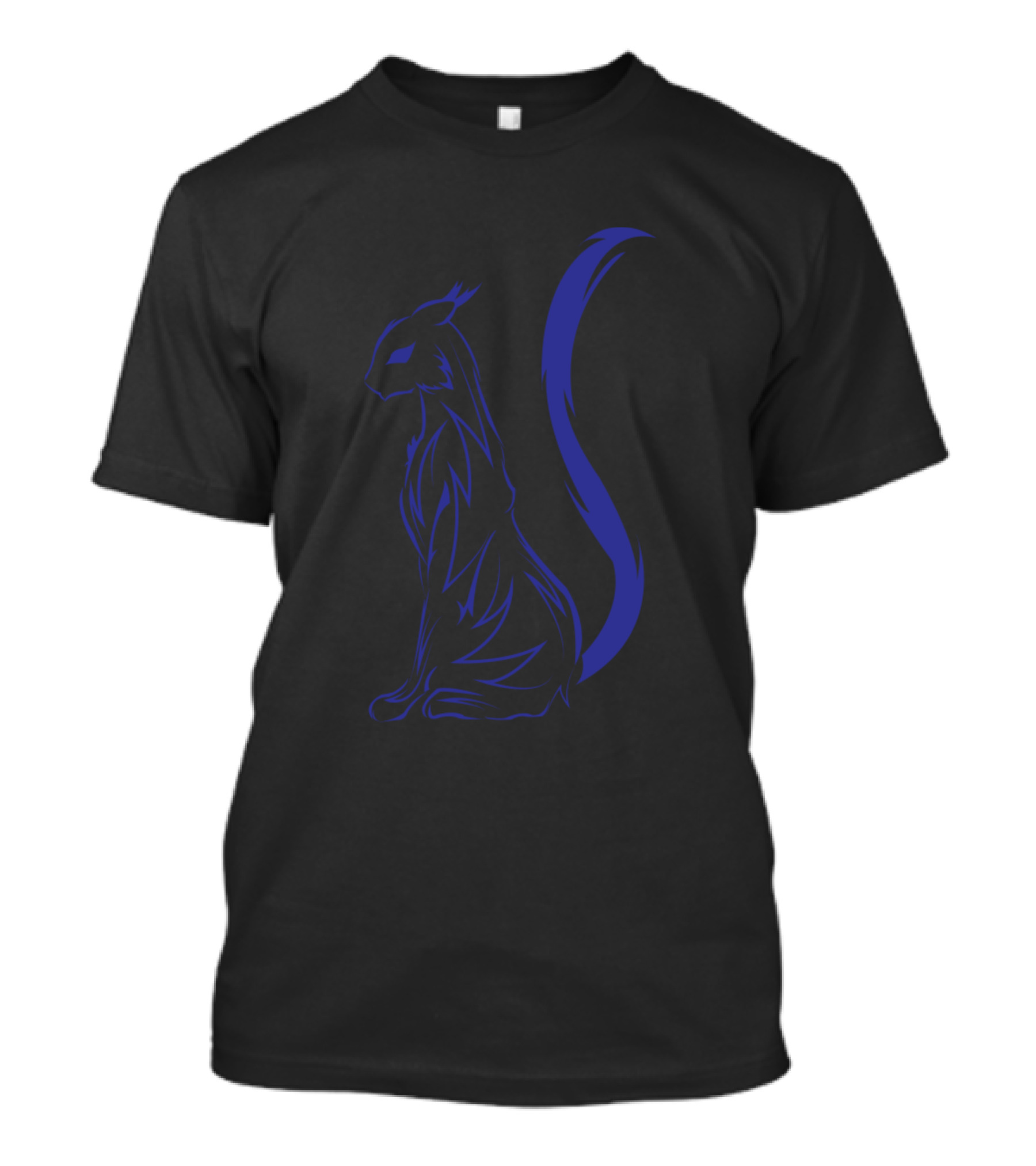 Blue Tribal Cat Tattoo T-Shirt