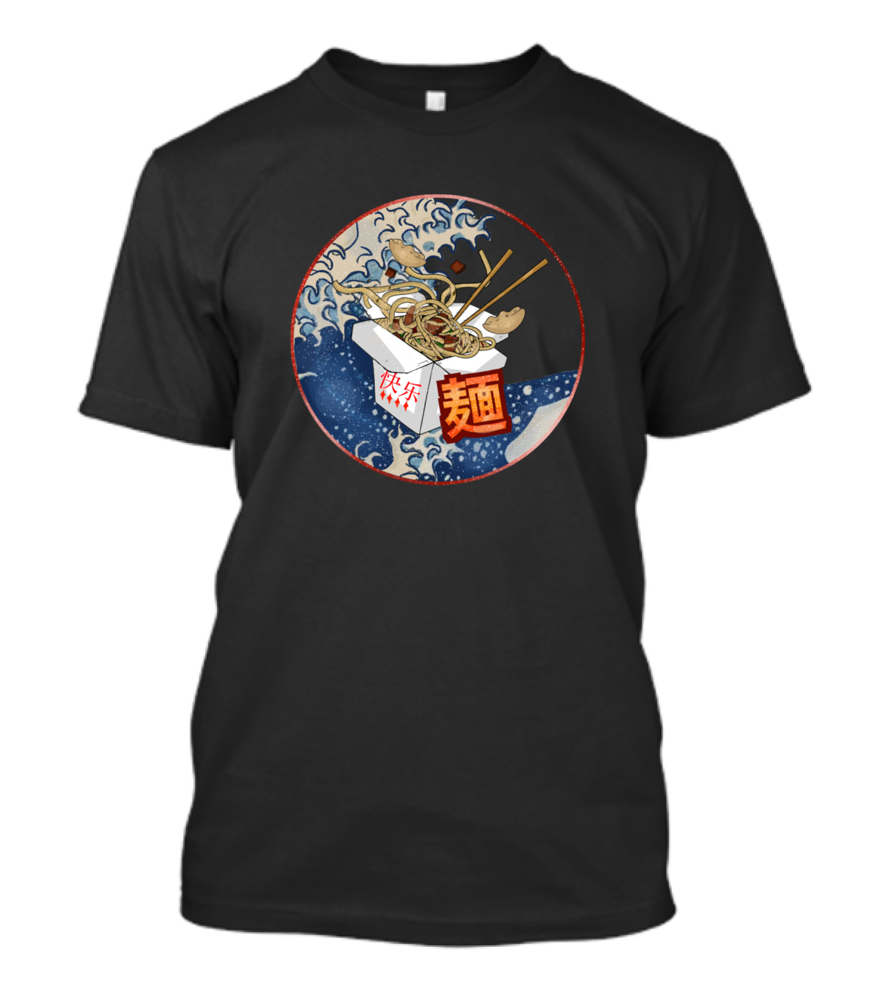 Chinese Food Box With Waves And Noodles Inspired By The Great Wave T-Shirt