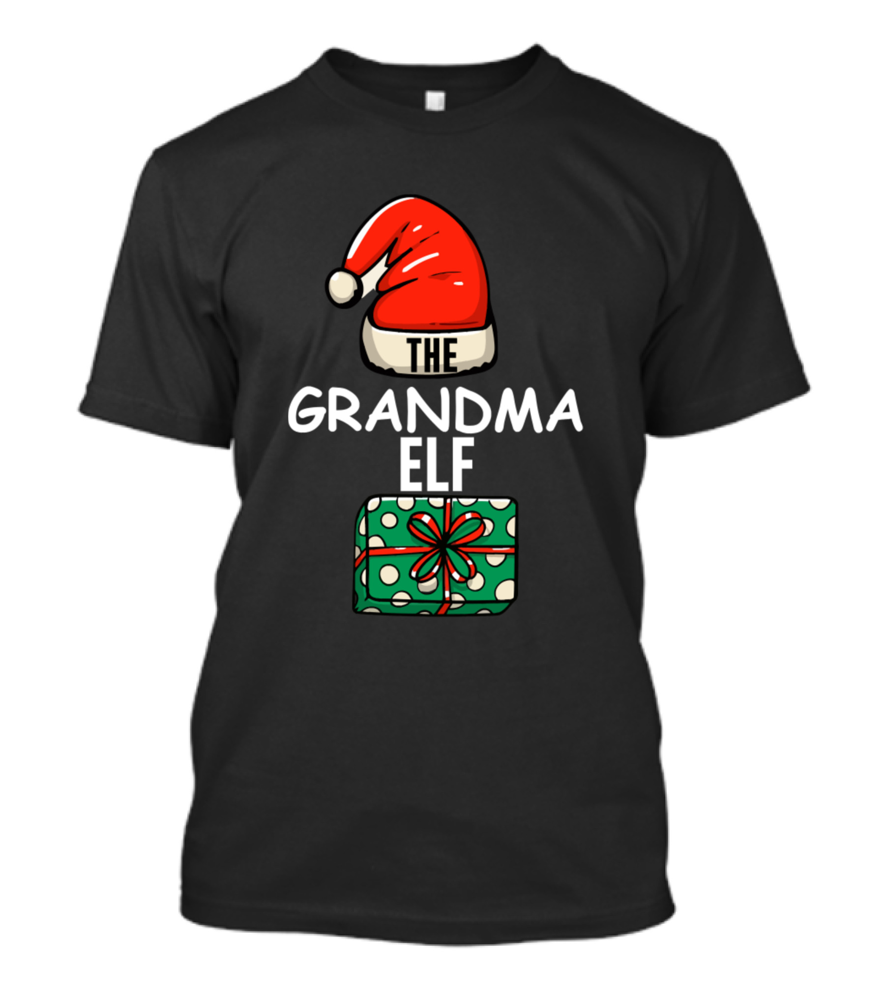 The Grandma Elf Christmas Hat Present Matching Family Group T-Shirt