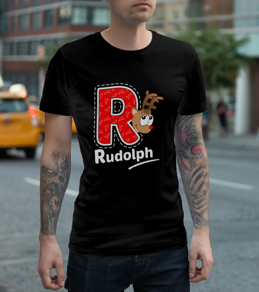 Rudolph Reindeer Christmas R Red Nose T-Shirt