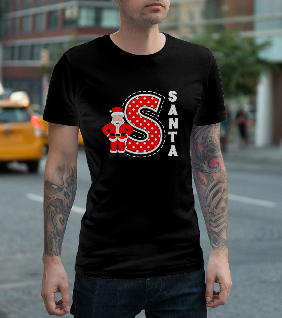 Santa Christmas Polka Dot Large S T-Shirt