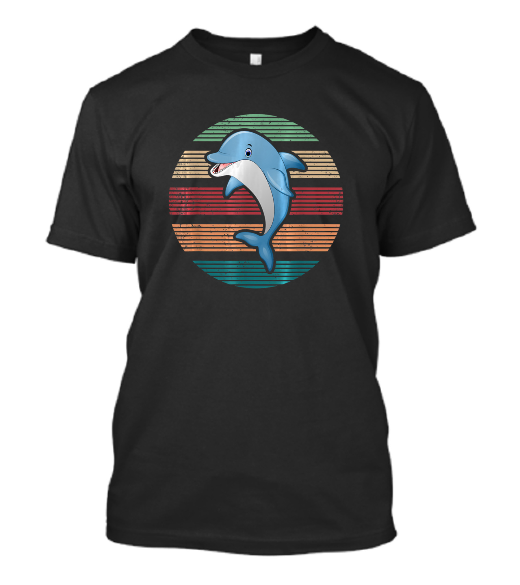 Dolphins Lover Vintage Retro Striped Dolphin T-Shirt