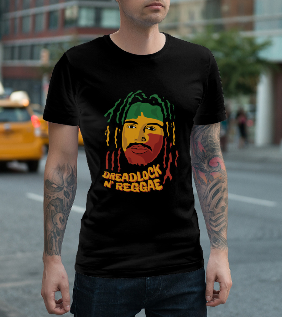 Dreadlock N' Reggae Face in Rasta Colors T-Shirt