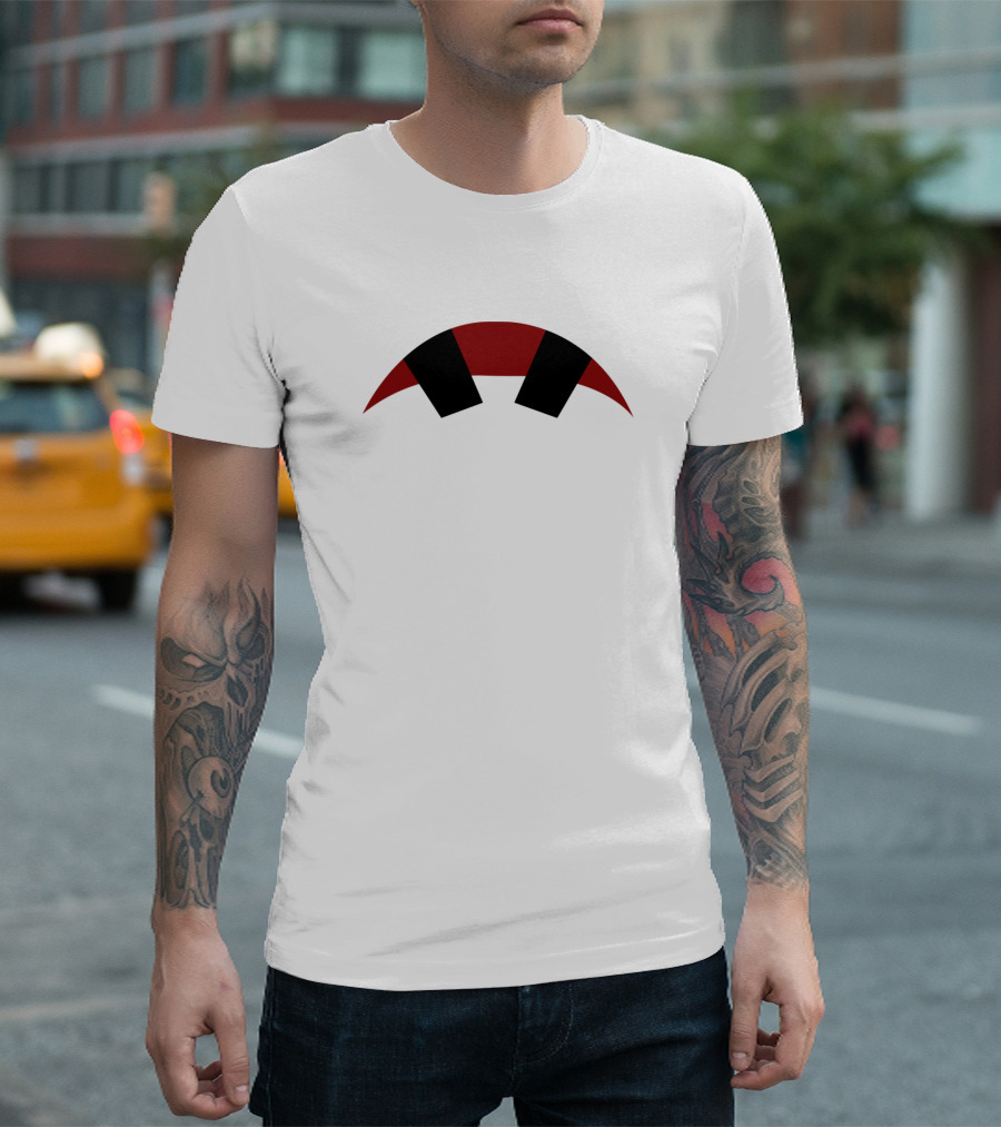 Evil Smile Monochrome Red And Black Abstract T-Shirt