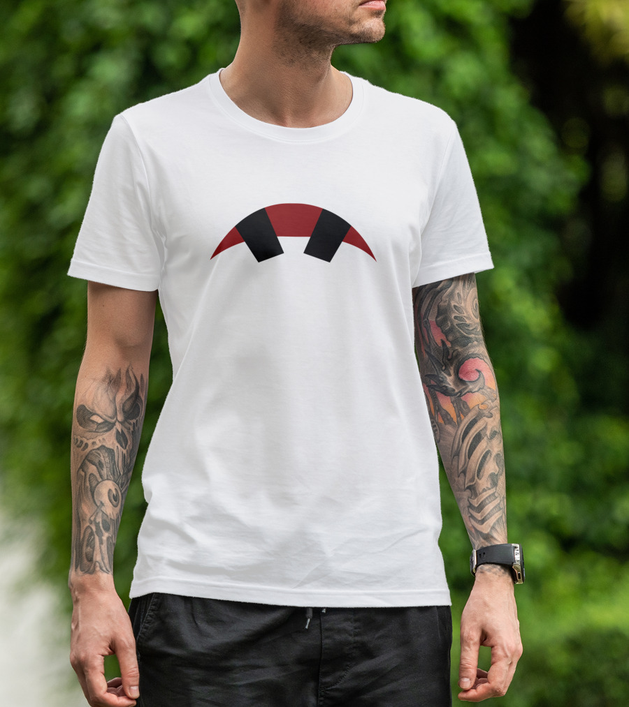 Evil Smile Monochrome Red And Black Abstract T-Shirt