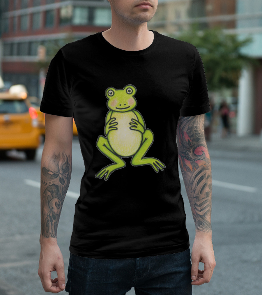 Funny Green Frog with Cute Expression T-Shirt