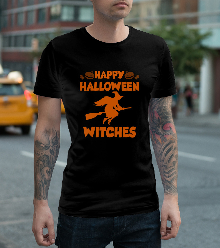 Happy Halloween Witches Witch Pumpkin Broomstick T-Shirt