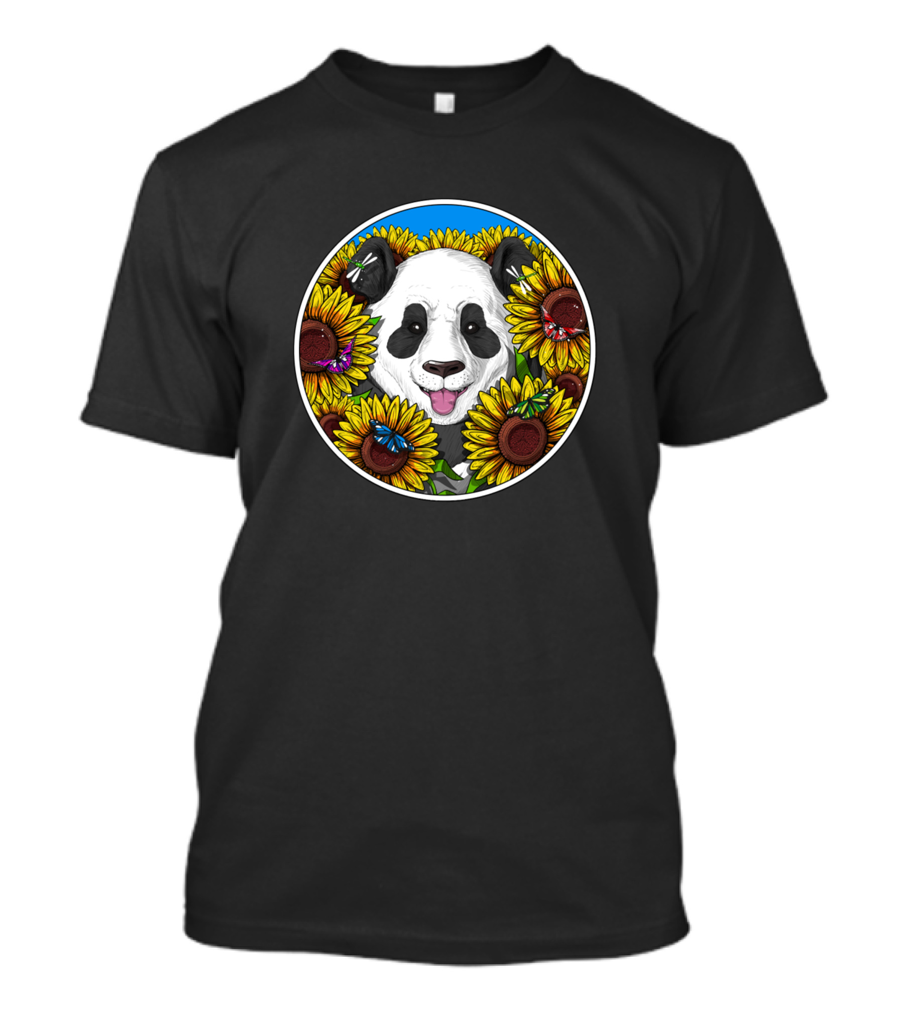 Hippie Panda Surrounded By Vibrant Sunflowers T-Shirt