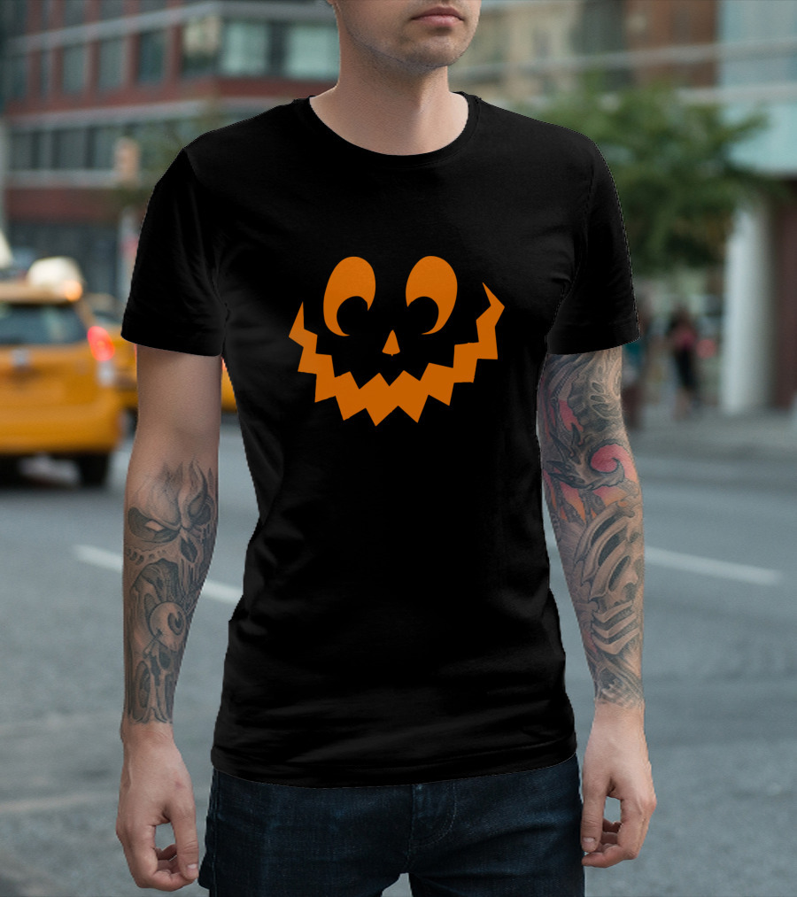 Jack O Lantern Pumpkin Face Halloween Costume Youth Classic Spooky T-Shirt