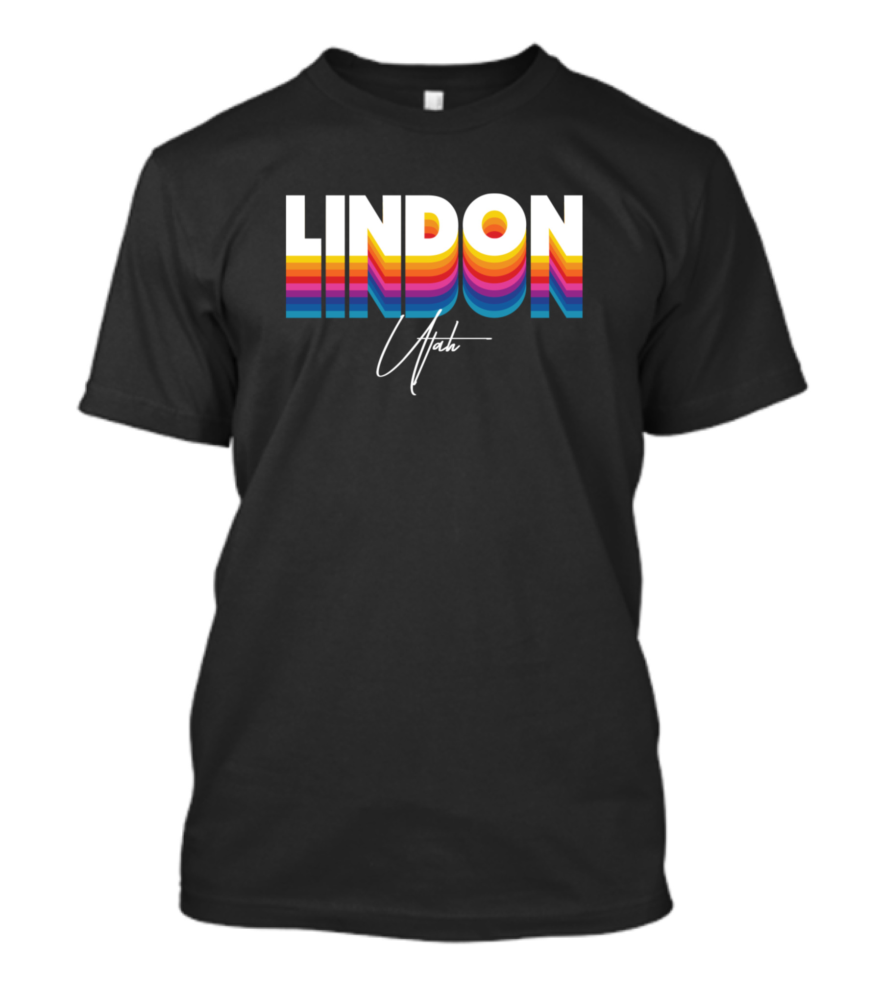 Lindon Utah Retro Vintage Clothing Custom Rainbow T-Shirt