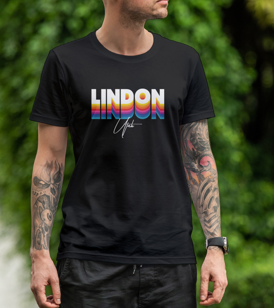 Lindon Utah Retro Vintage Clothing Custom Rainbow T-Shirt