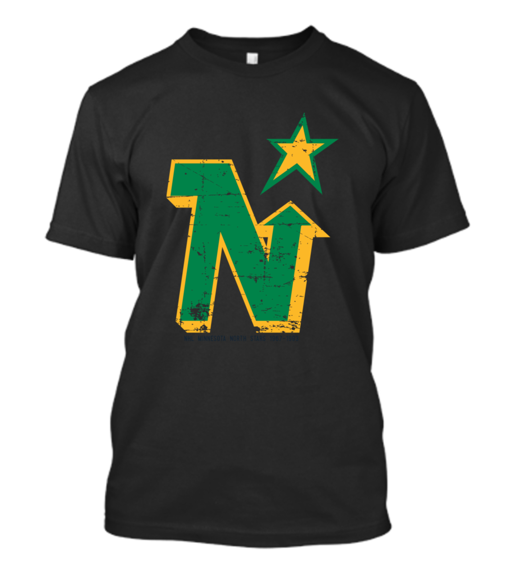 Minnesota North Stars Vintage Logo Retro Green And Yellow Iconic N With Star T-Shirt