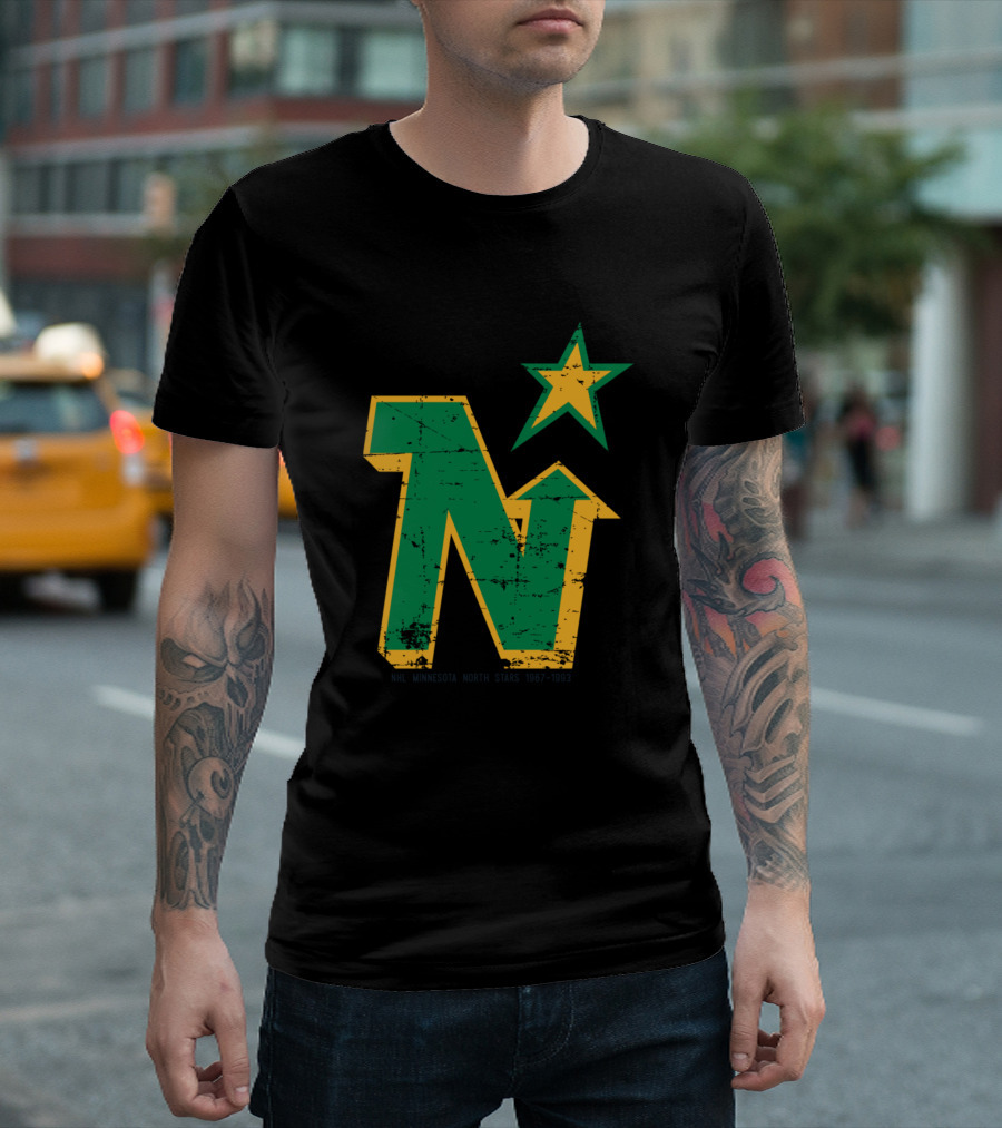Minnesota North Stars Vintage Logo Retro Green And Yellow Iconic N With Star T-Shirt