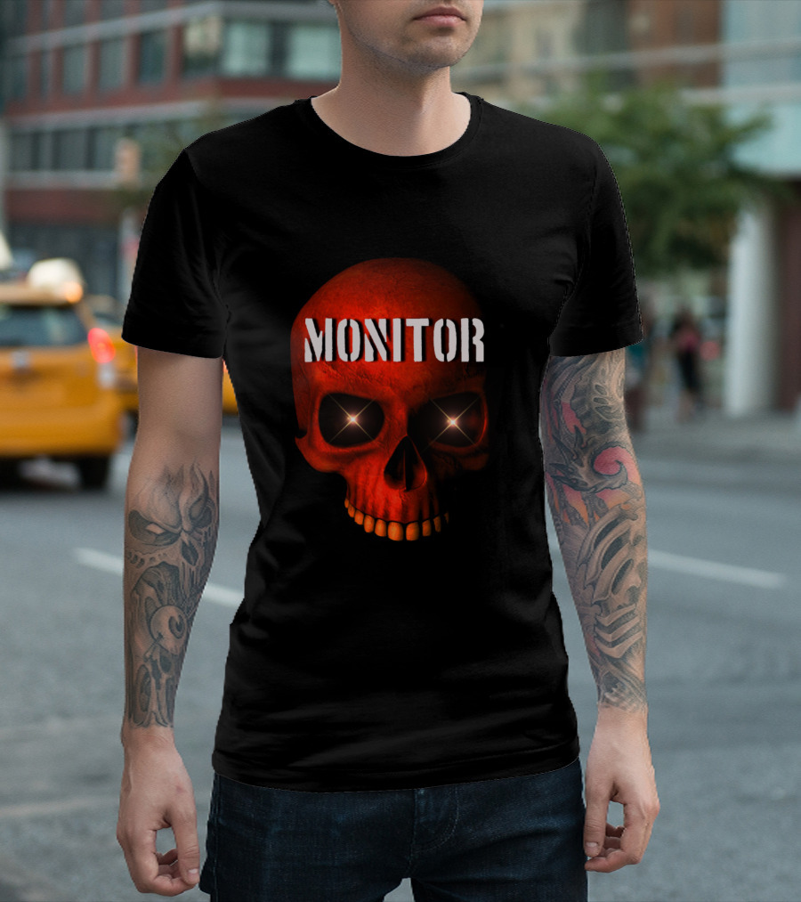 Monitor Red Skull Halloween Mask T-Shirt