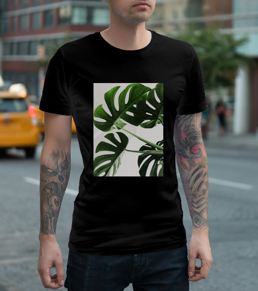 Green Leaves On White Background Monstera Plant Photography T-Shirt
