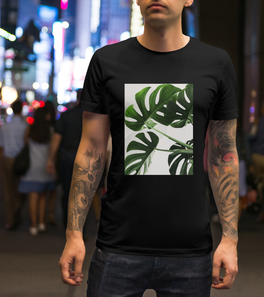 Green Leaves On White Background Monstera Plant Photography T-Shirt