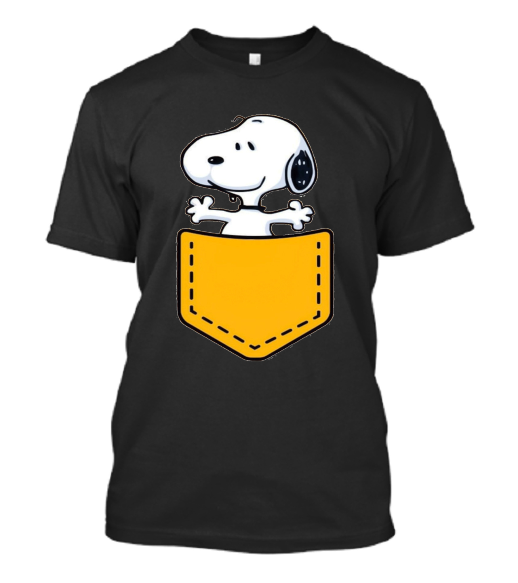 Snoopy Peeking From Yellow Pocket T-Shirt