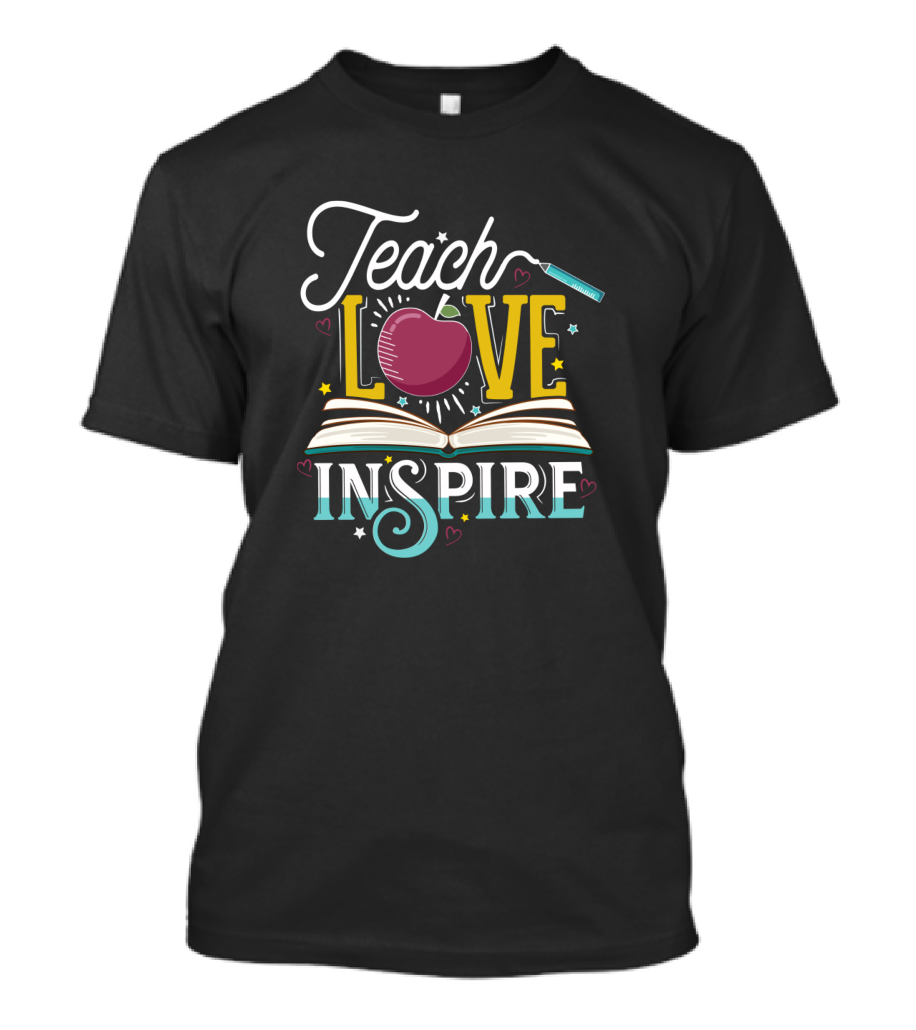 Teach Love Inspire Apple Book Teacher T-Shirt