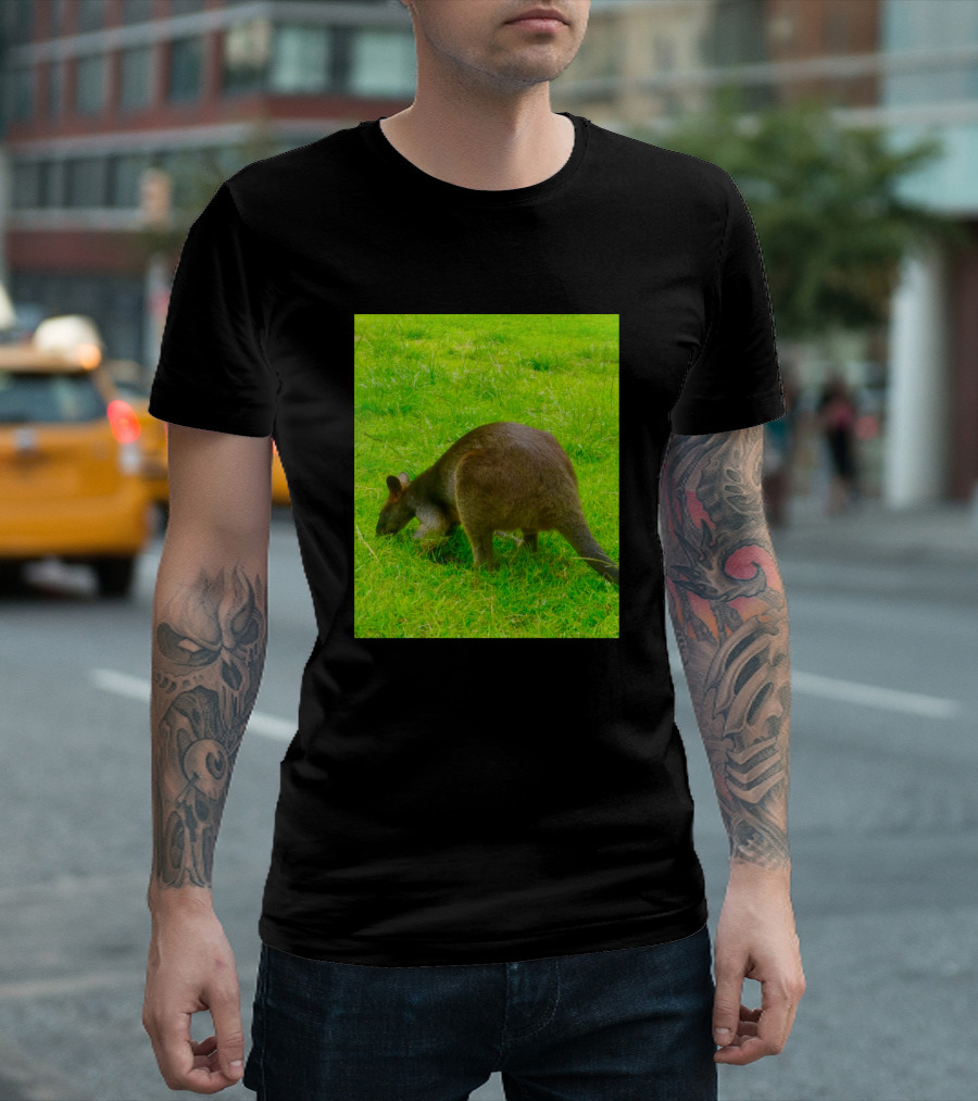 The Wallaby Grazing On Lush Green Grass T-Shirt