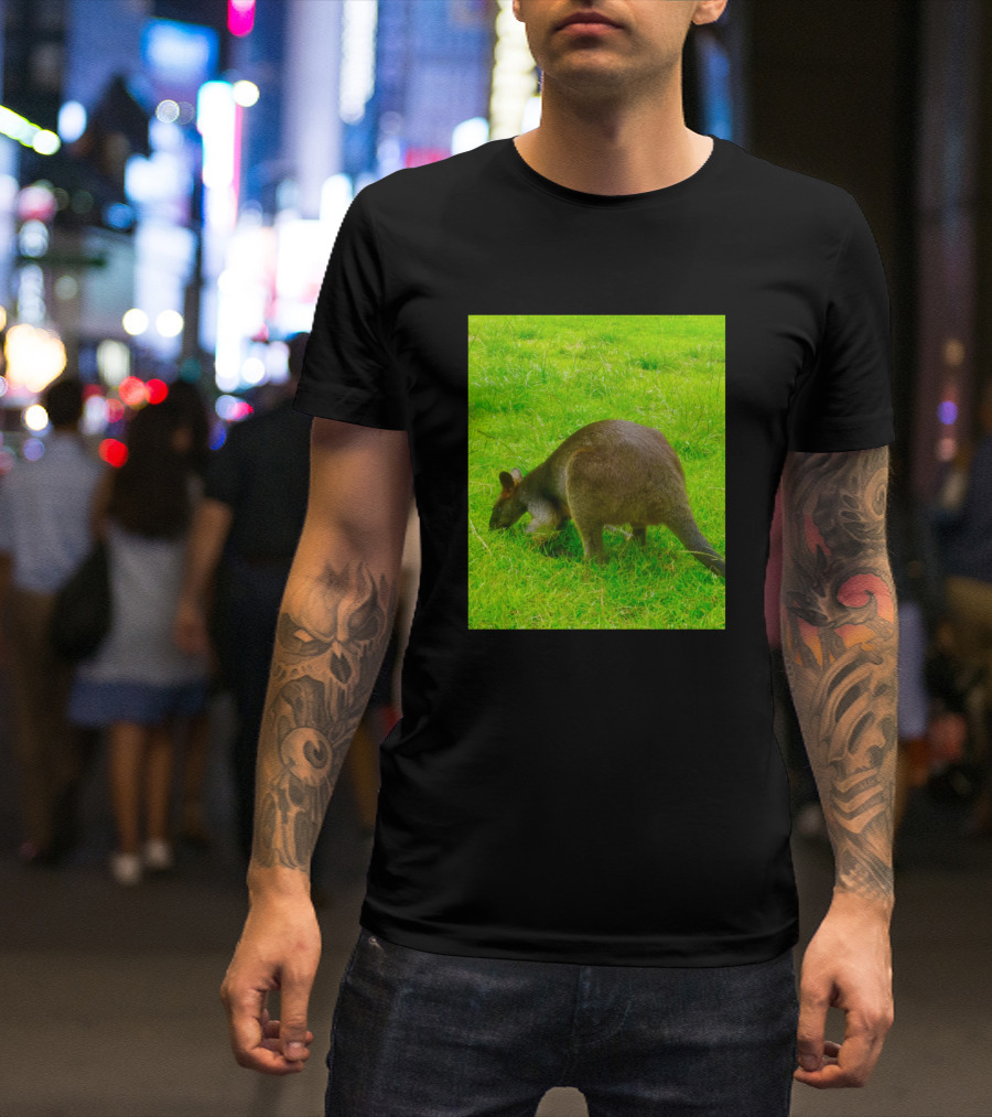 The Wallaby Grazing On Lush Green Grass T-Shirt
