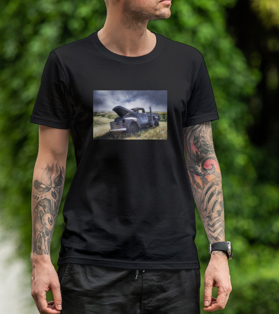 This Old Truck In Scenic Field With Dramatic Sky T-Shirt