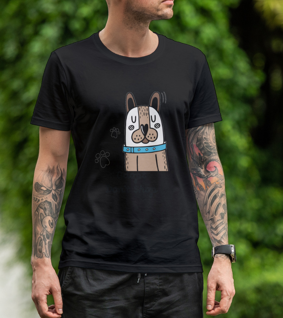 Adopt Don't Shop Cute Cartoon Dog With Paw Prints T-Shirt