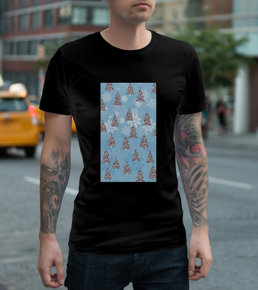 Christmas Trees Leopard And Snowflakes T-Shirt