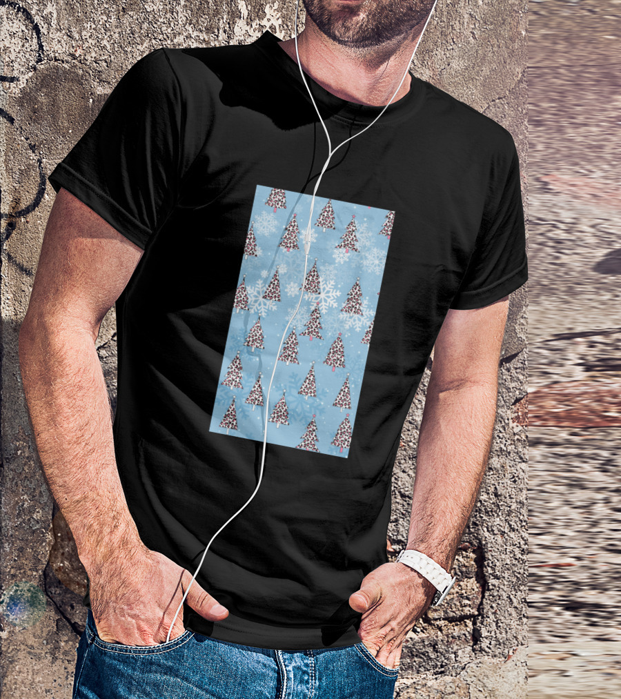 Christmas Trees Leopard And Snowflakes T-Shirt