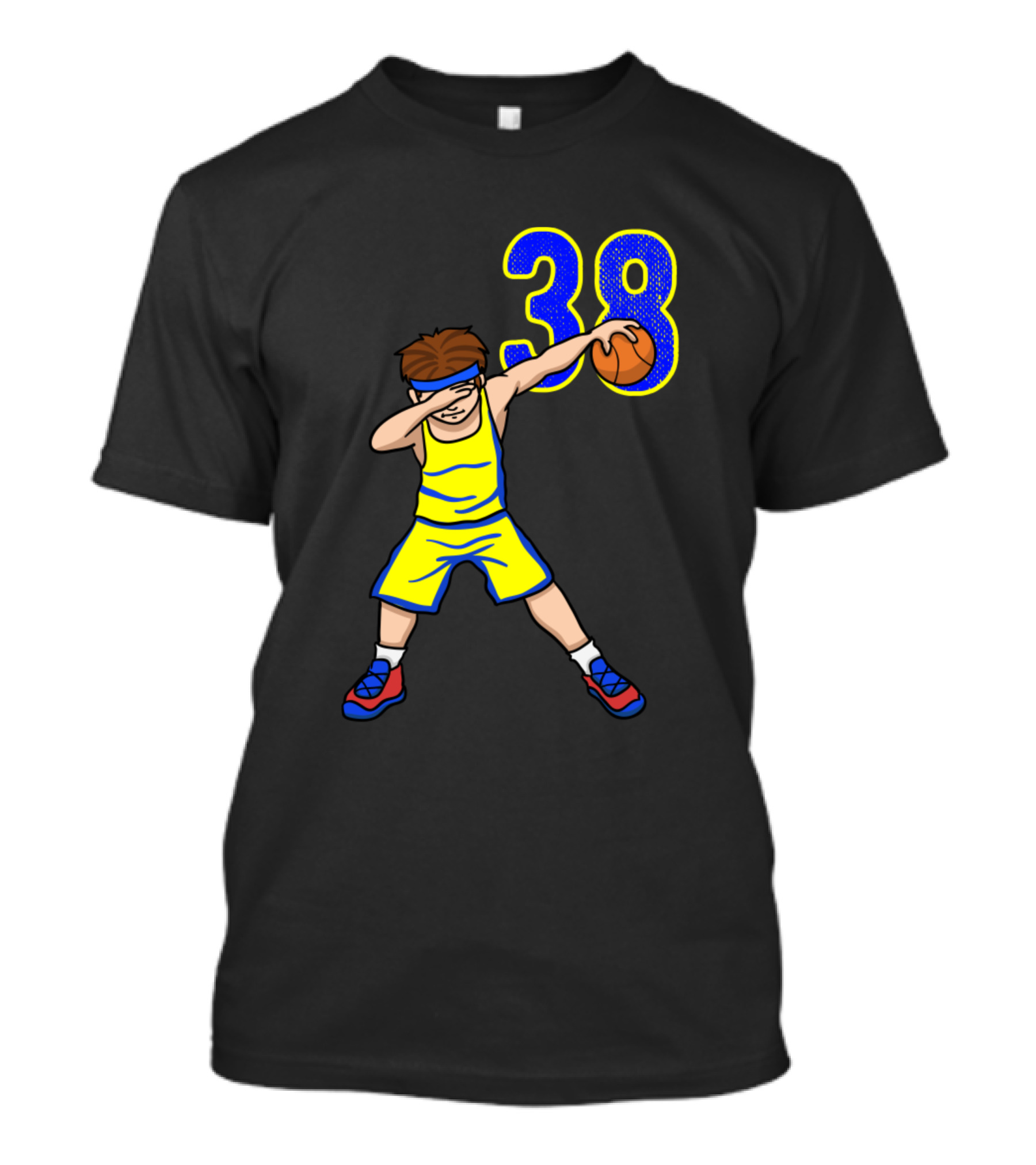 Yellow Blue Basketball Number 38 Player Dabbing T-Shirt