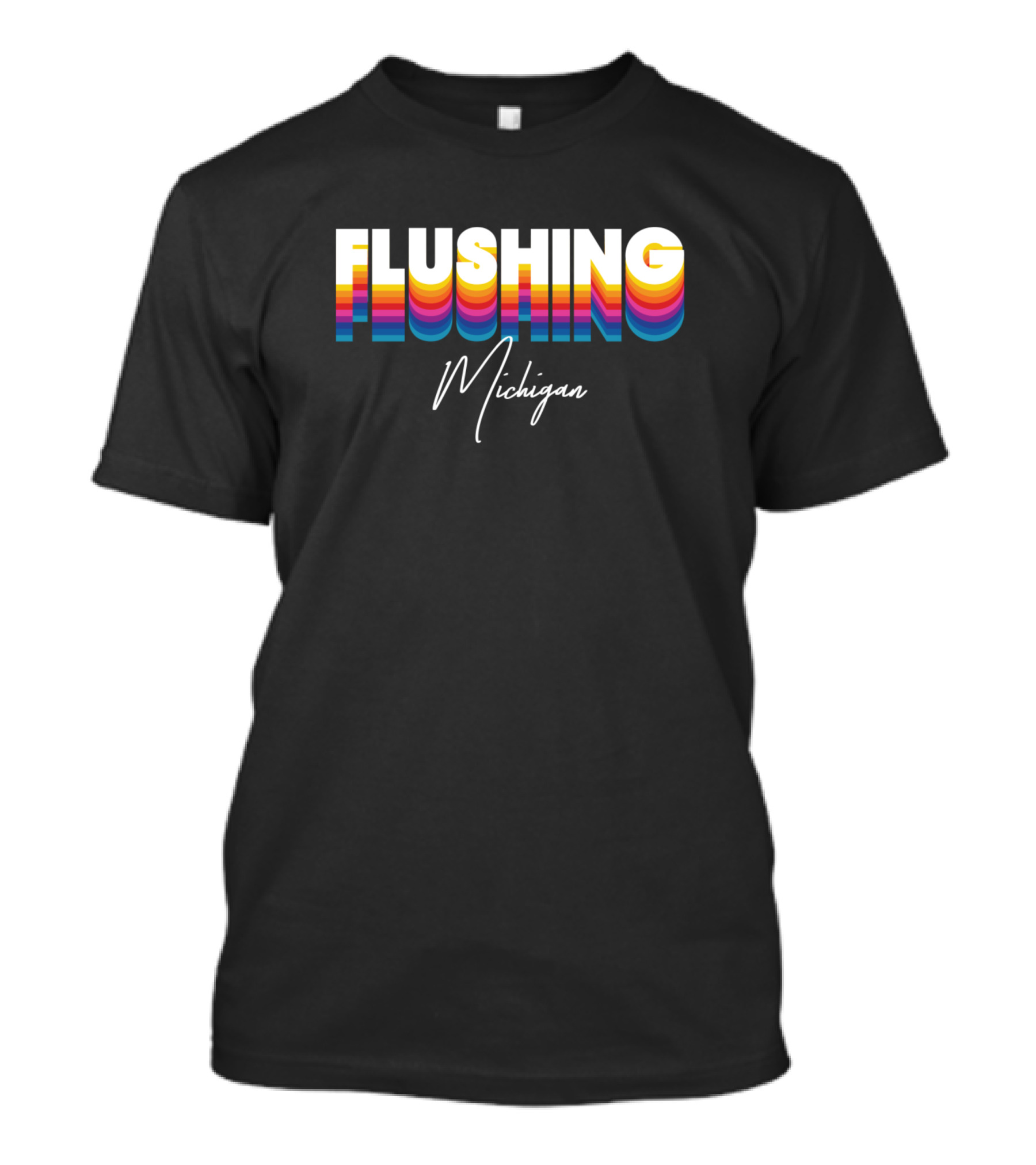 Flushing Michigan Retro Vintage Apparel With Colorful Gradient Text T-Shirt