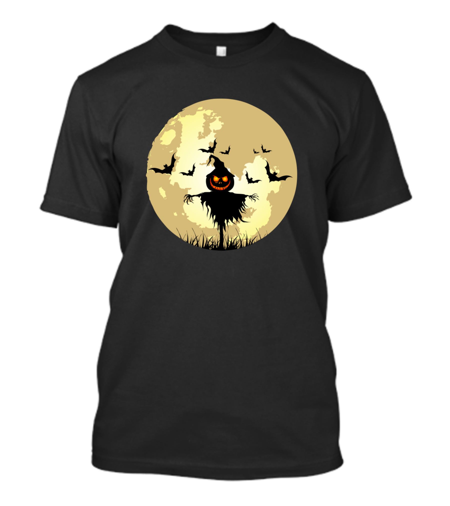 Halloween Moon Scarecrow With Bats T-Shirt