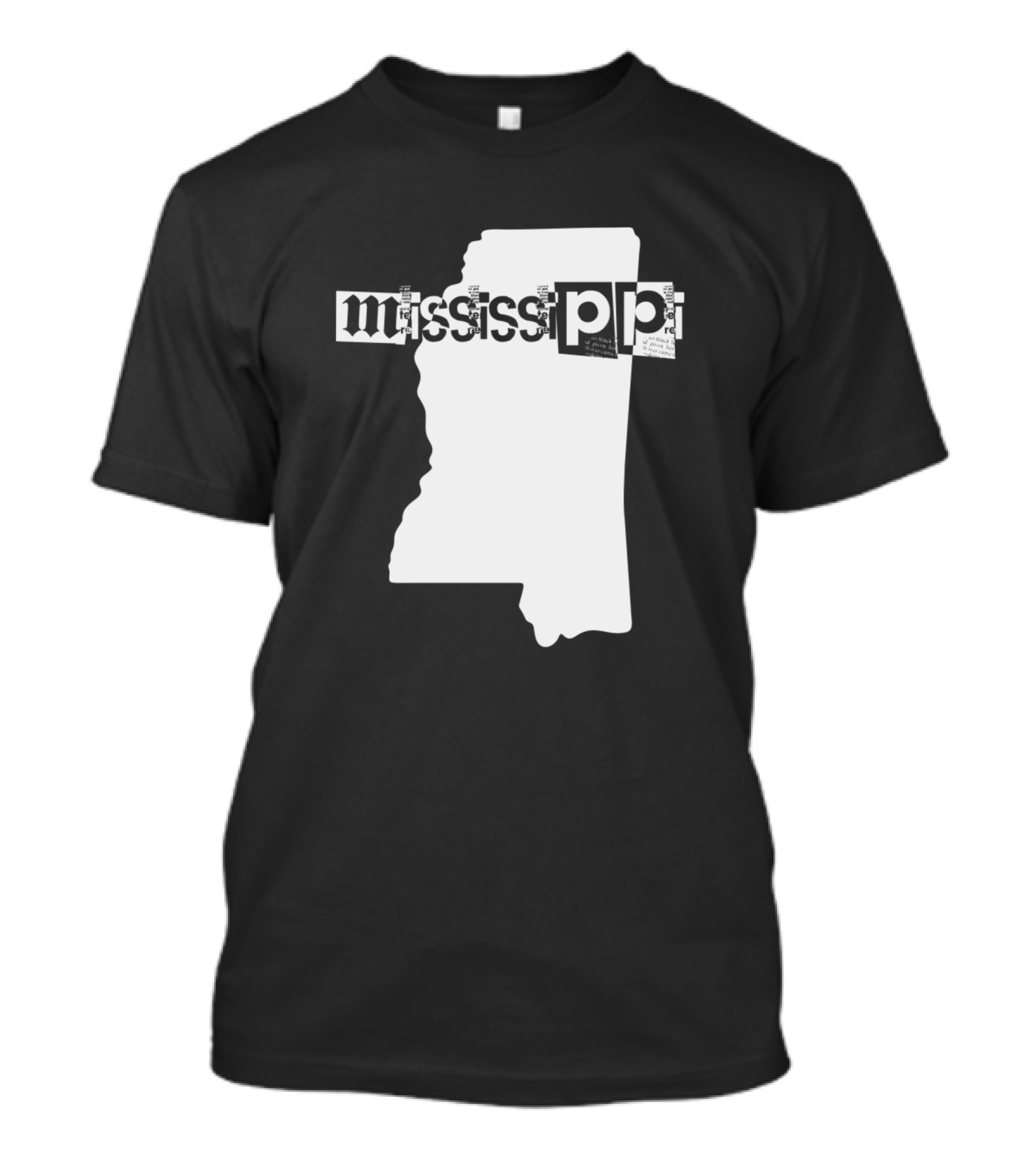 Mississippi State Outline Typography T-Shirt