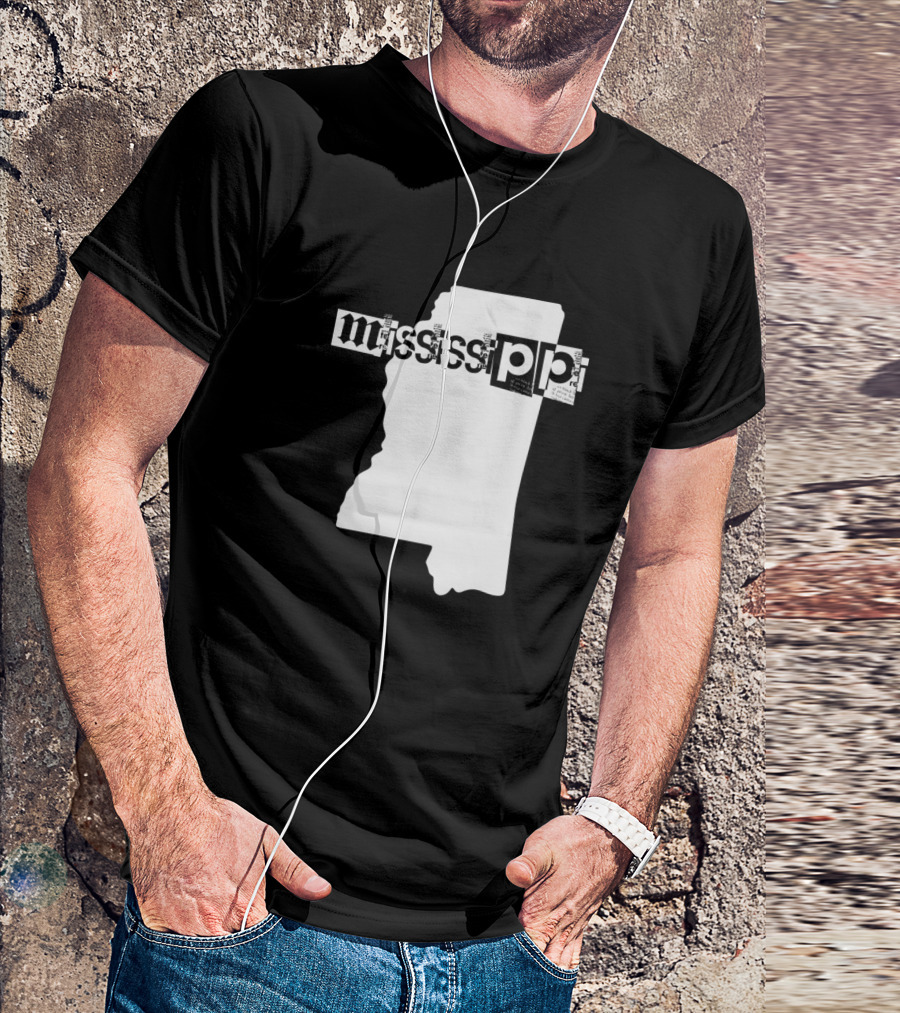 Mississippi State Outline Typography T-Shirt