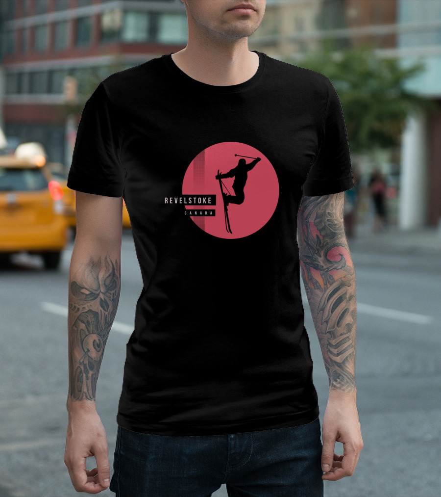 Revelstoke Canada Skiing Silhouette Mountain T-Shirt