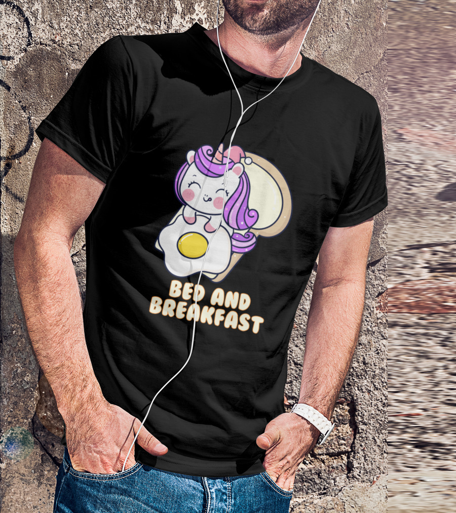 Unicorn Bed And Breakfast Birthday Girl Egg Toast T-Shirt