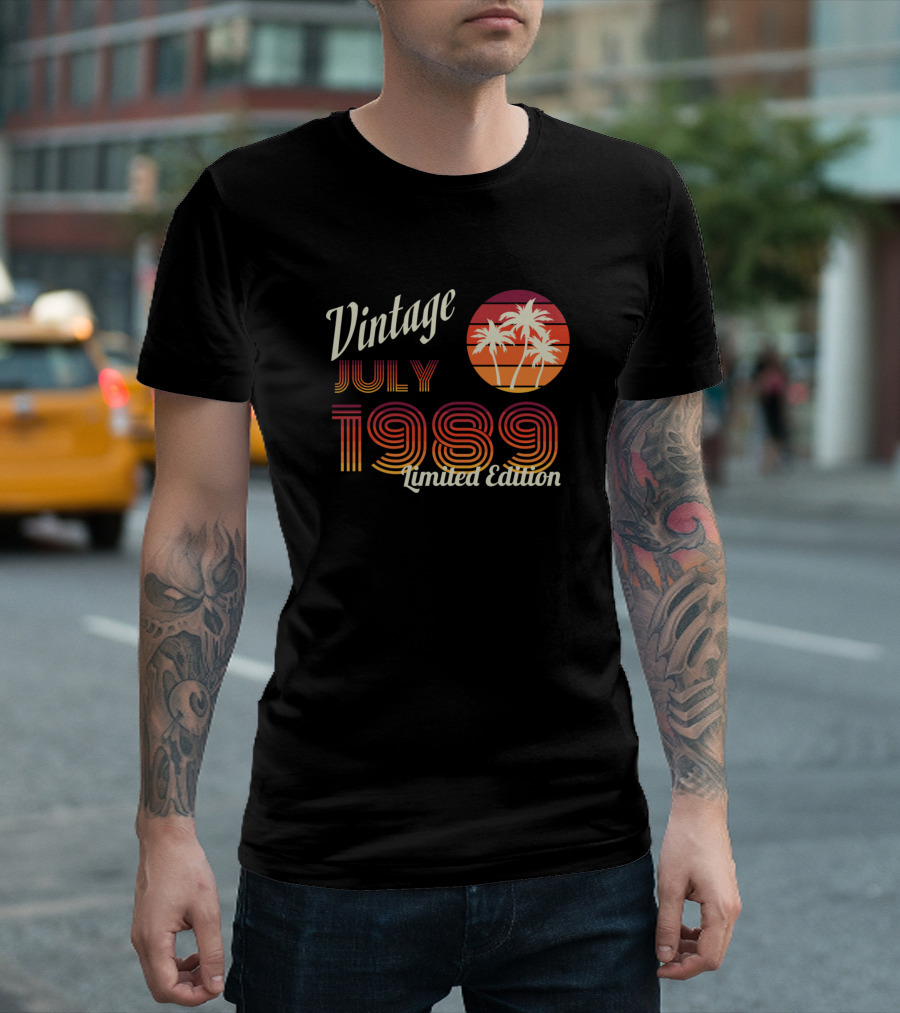 Vintage July 1989 Retro Sun With Palm Trees T-Shirt