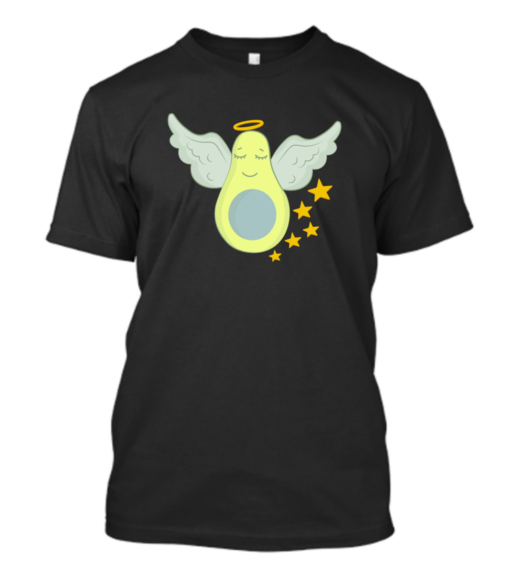Avocado Angel With Halo And Wings Surrounded By Stars T-Shirt