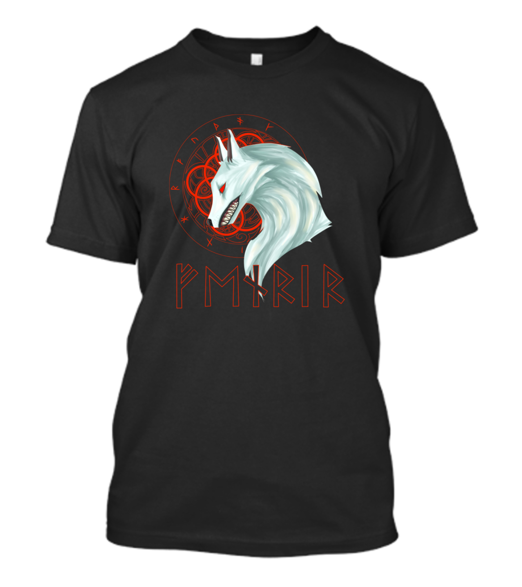 Fenrir Wolf Norse Runes Mythical T-Shirt