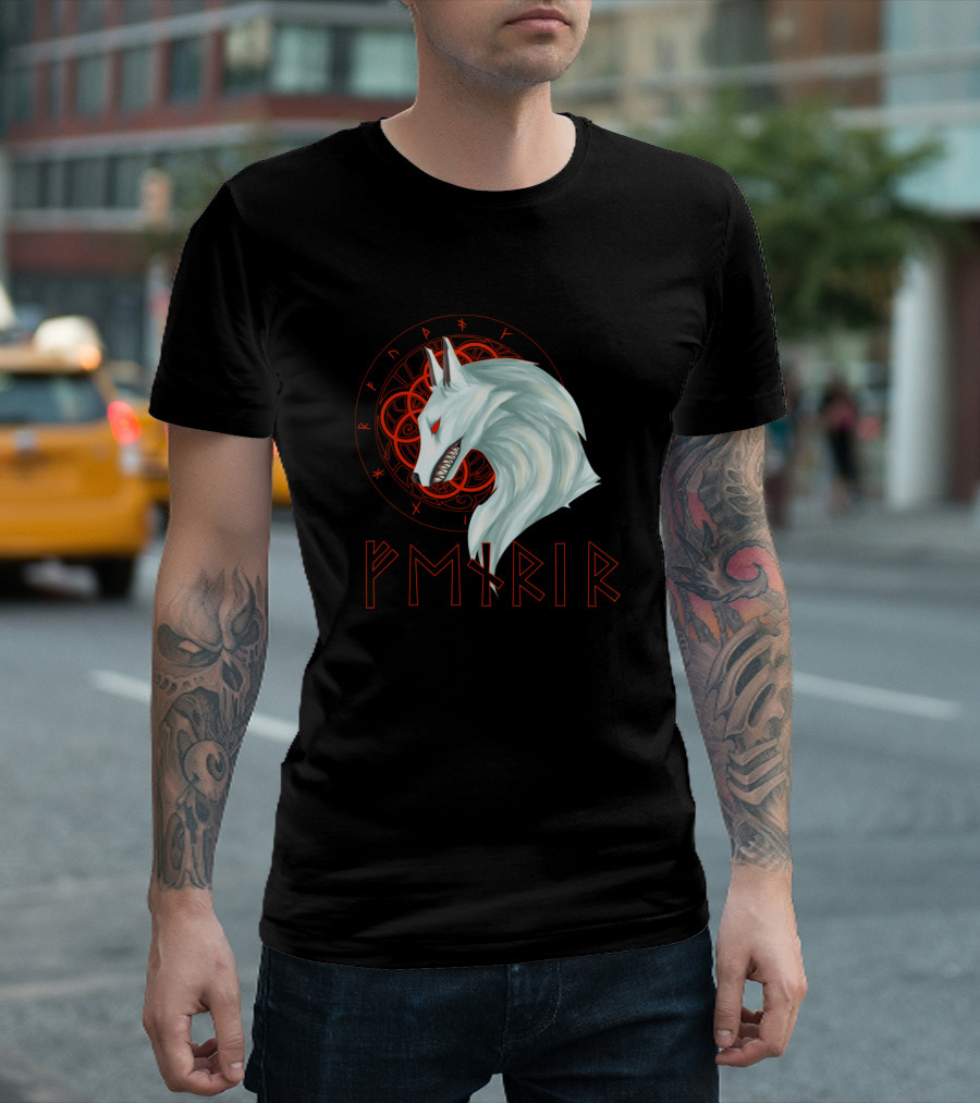 Fenrir Wolf Norse Runes Mythical T-Shirt