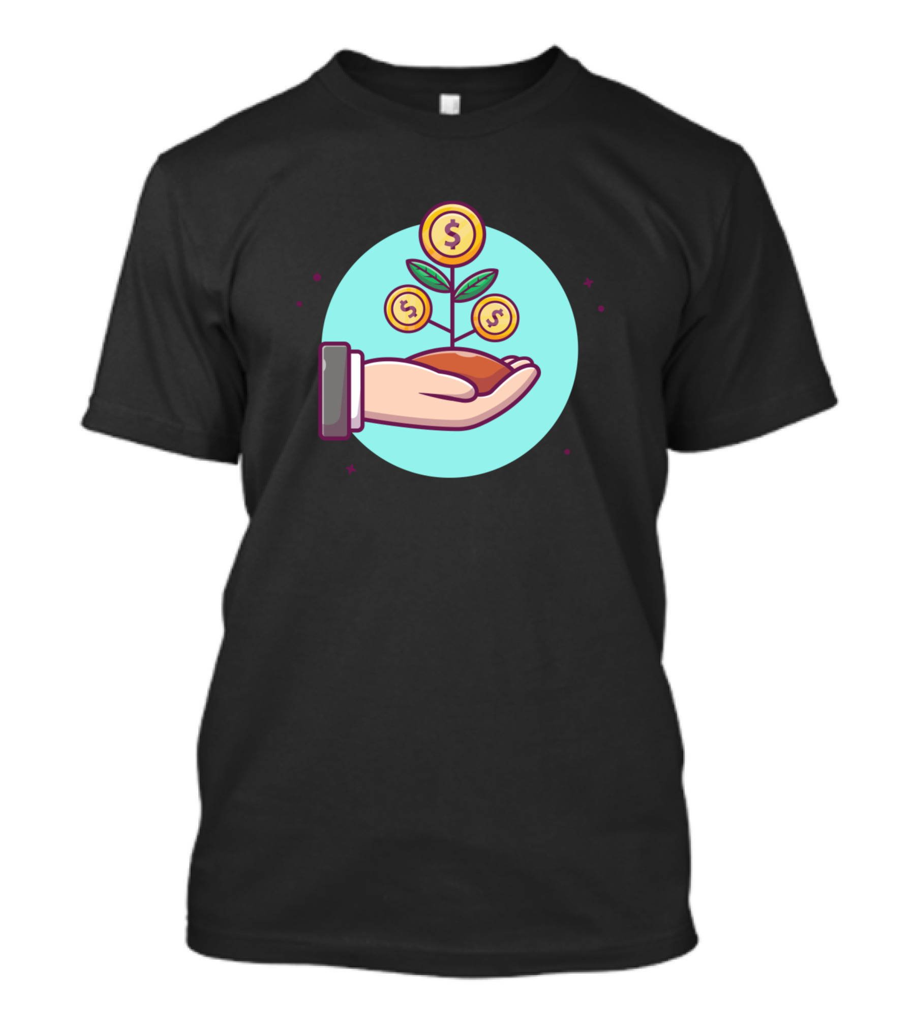 Hand With Sprouting Coin Plant Cartoon T-Shirt