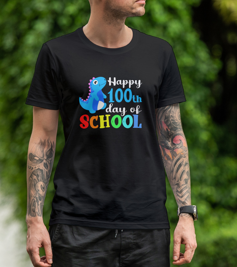 Happy 100th Day Of School Cute Dinosaur Rex T-Shirt