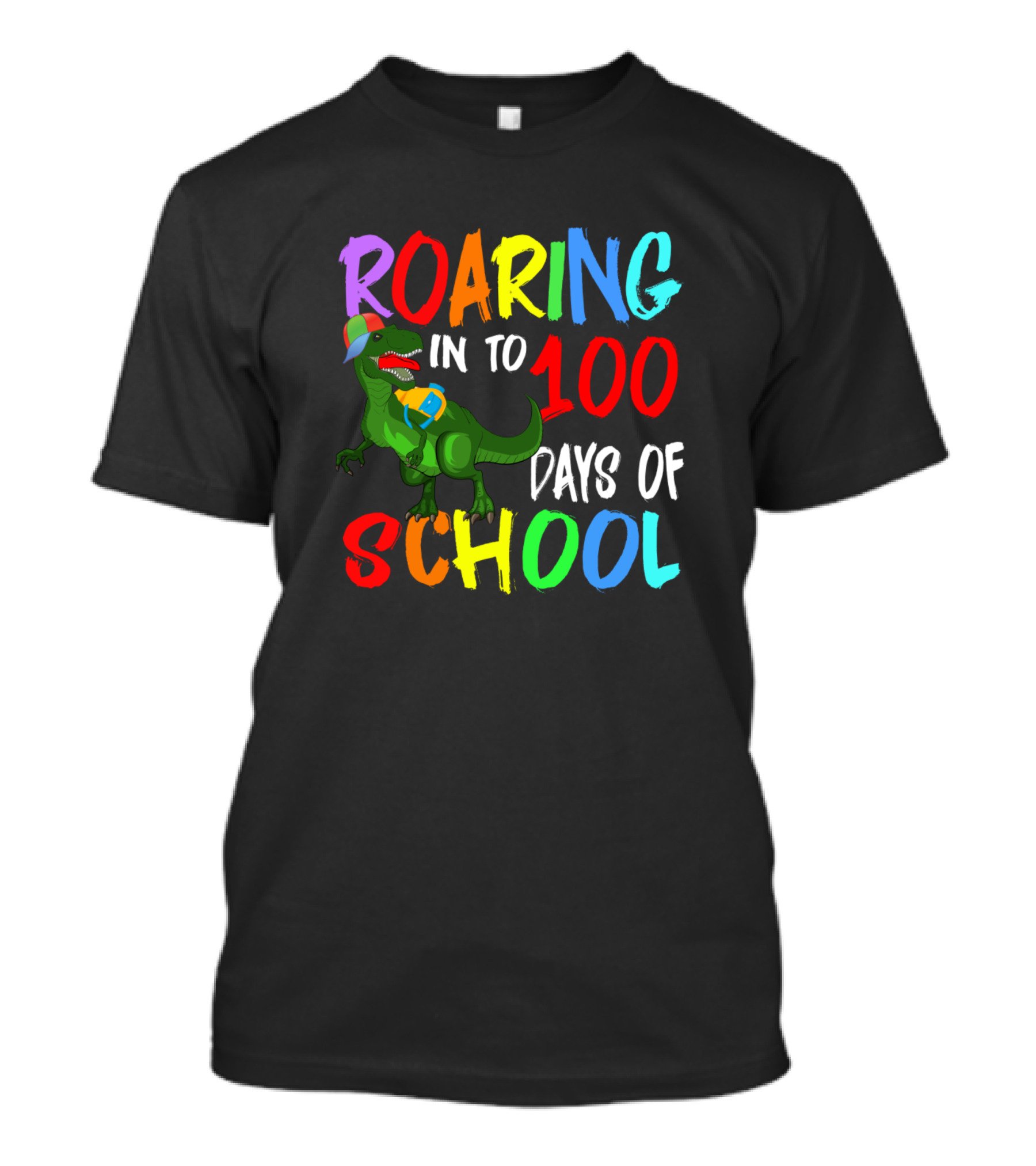 Roaring Into 100 Days Of School Dinosaur T-Shirt