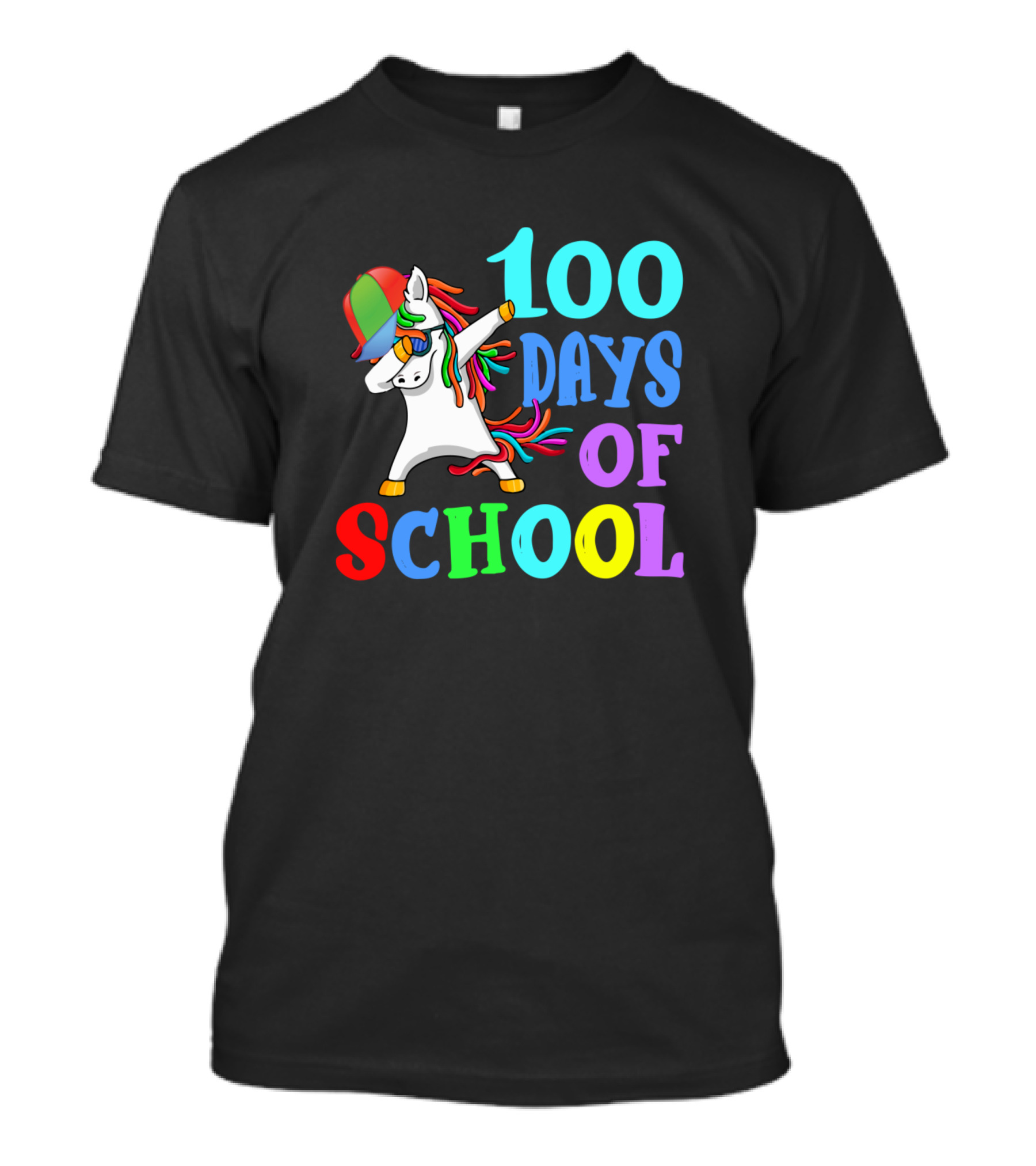 100 Days Of School Rainbow Unicorn Dabbing T-Shirt