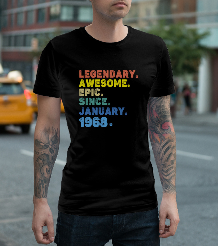 Legendary Awesome Epic Since January 1968 Vintage Birth Year T-Shirt