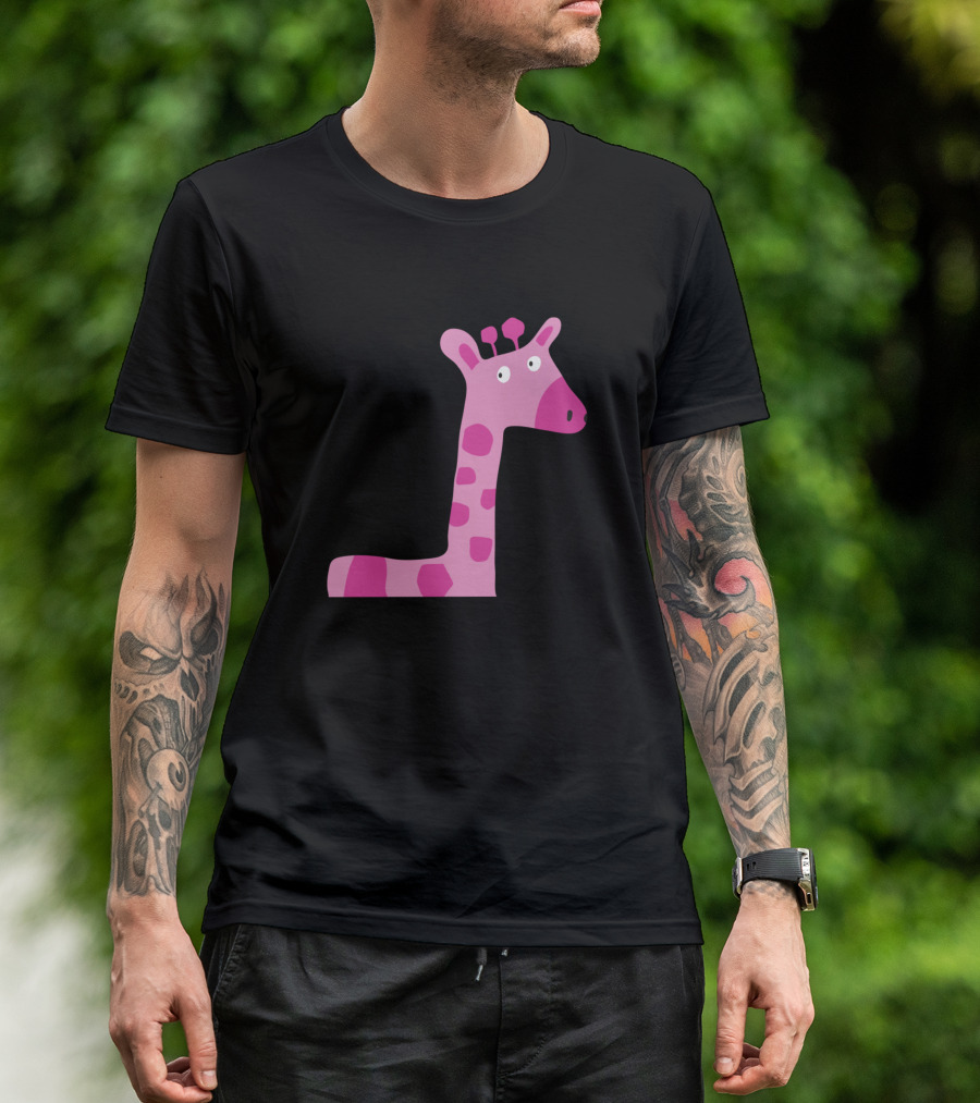 Pink Giraffe Fun Cartoon T-Shirt