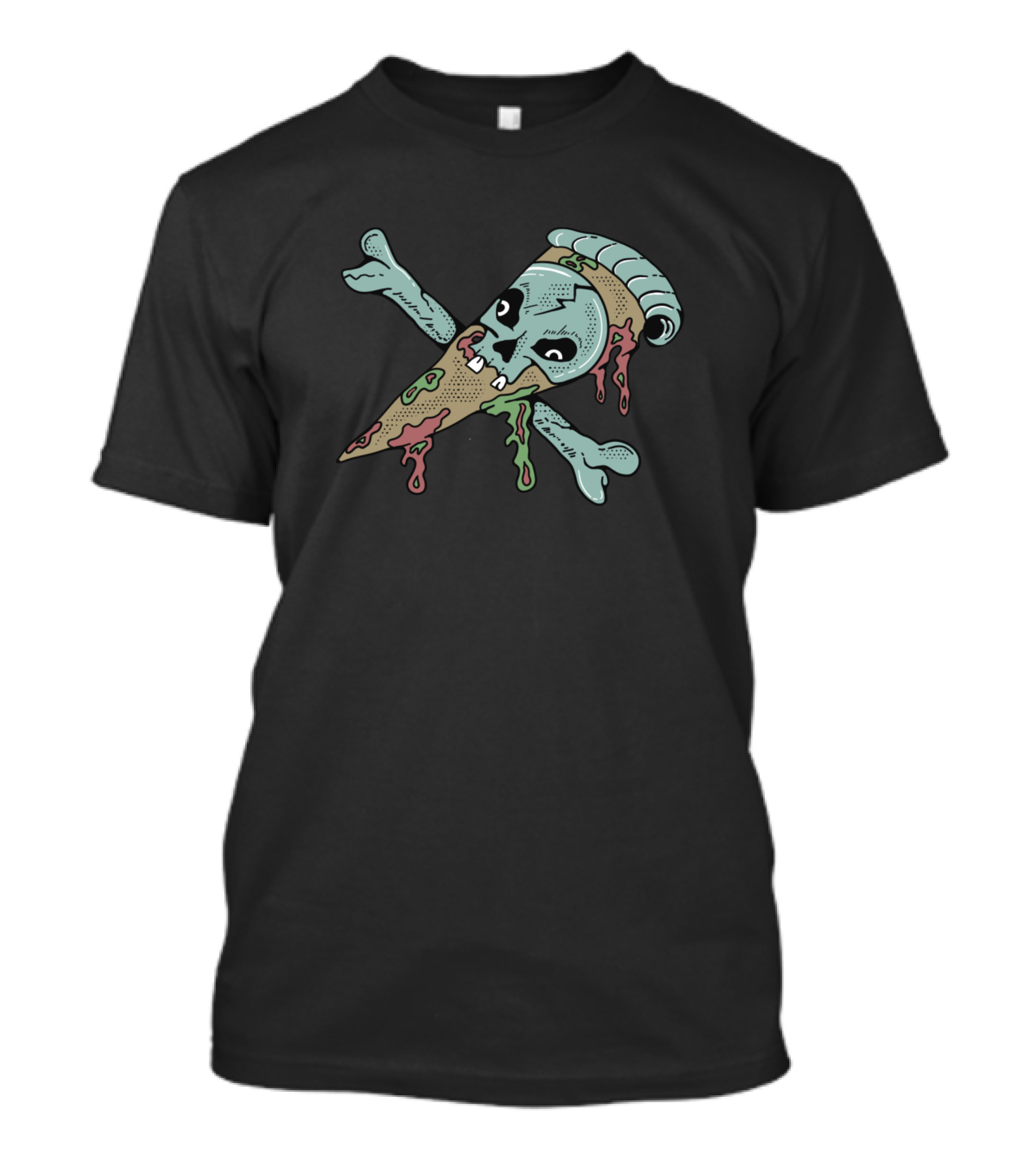 Zombie Pizza Skull Party Slice T-Shirt