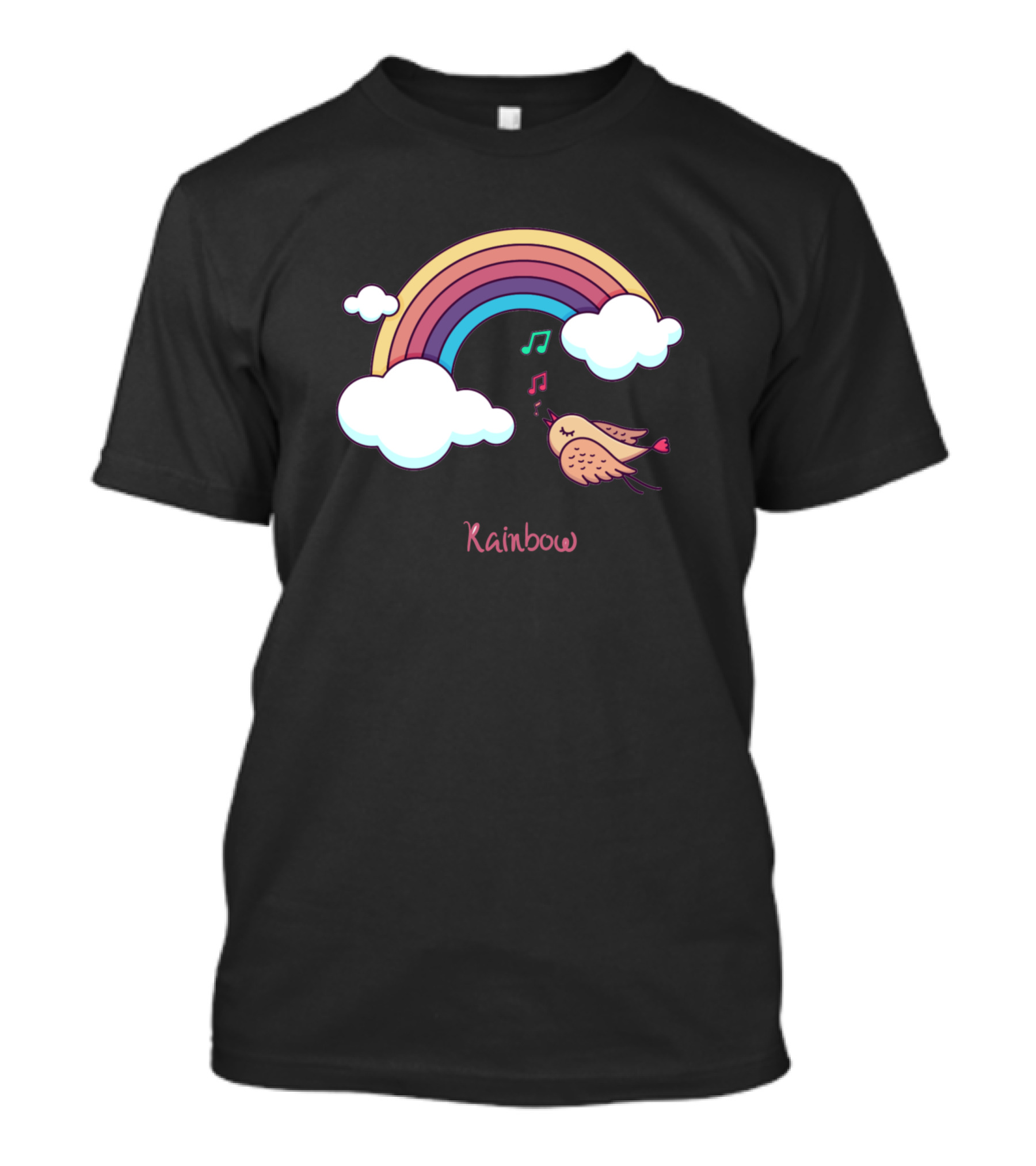 Rainbow Clouds Bird Notes T-Shirt
