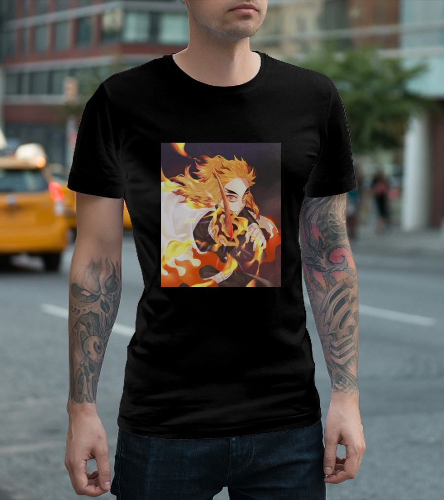 Rengoku Kyoujurou Flame And Sword Burst T-Shirt