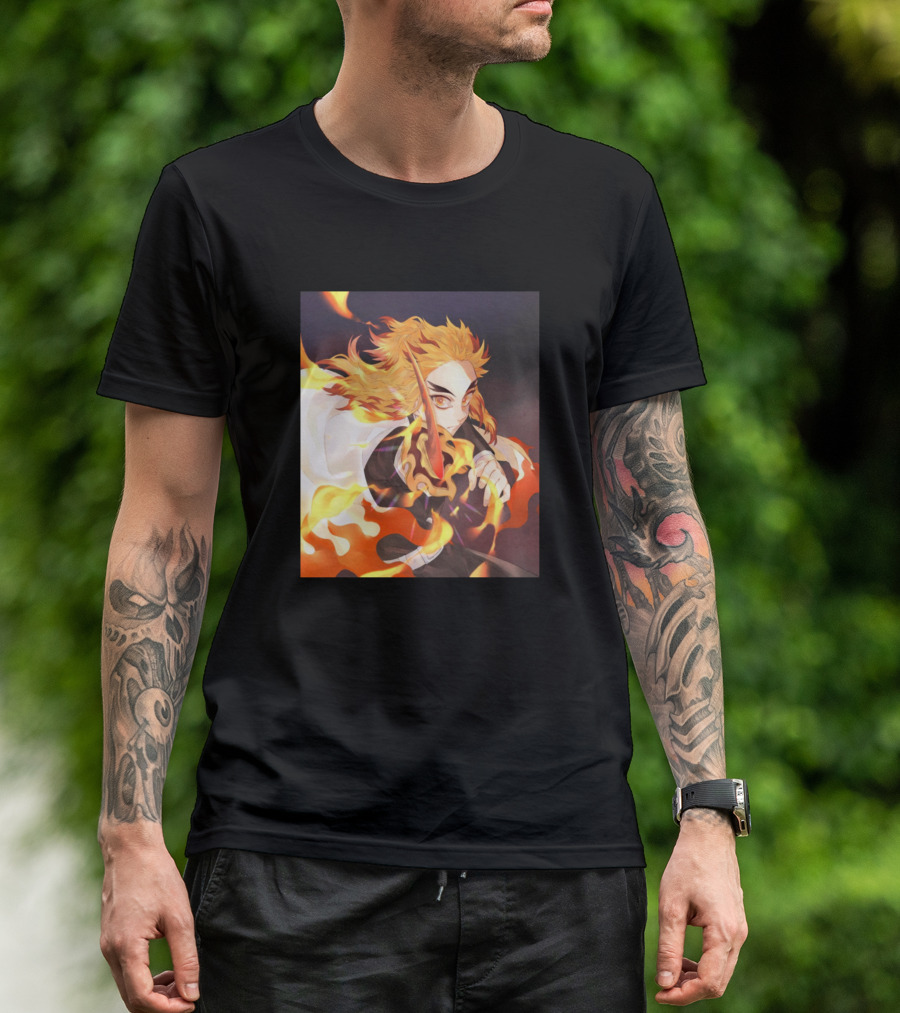 Rengoku Kyoujurou Flame And Sword Burst T-Shirt