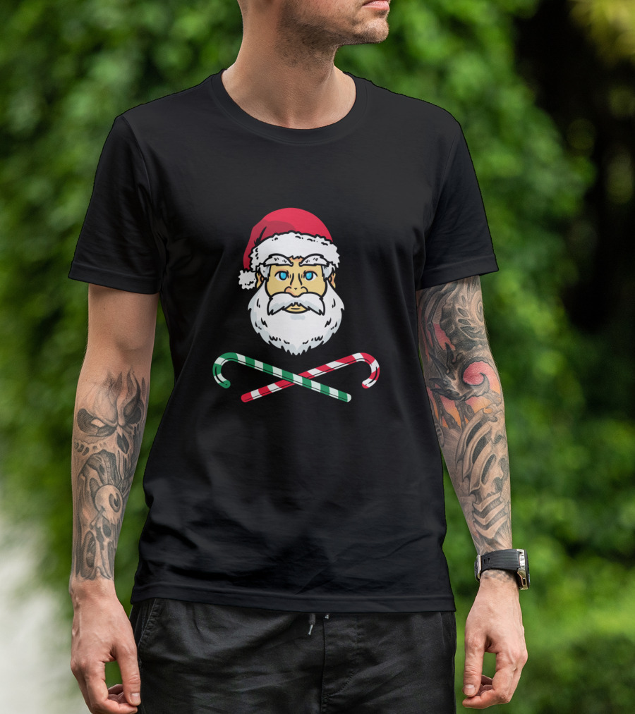 Santa Claus Candy Cane Cross T-Shirt